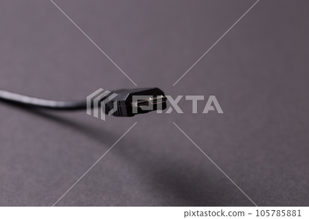 USB 3.0 cable on a black background close-up. 105785881