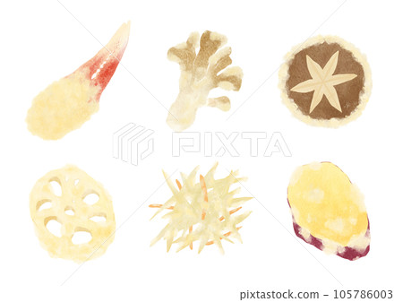 Autumn vegetable tempura painted by watercolor 105786003