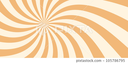 Yellow spiral swirl pattern with radial stripes, ice cream and circus vibes. Psychedelic texture. Flat vector illustration isolated Yellow spiral swirl pattern with radial stripes, ice cream and circus vibes. Psychedelic texture. Flat vector illustration isolated 105786795