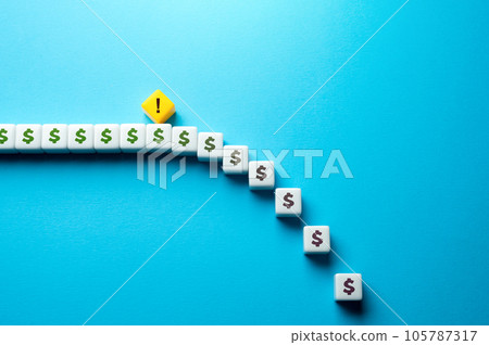 Trouble and loss of money. Price drop. Factor causing financial loss. Inflation. Collapse of assets value. Growth of the problem when it is ignored. Losing part of the savings. Trouble and loss of money. Price drop. Factor causing financial loss. Inflation. Collapse of assets value. Growth of the problem when it is ignored. Losing part of the savings. 105787317