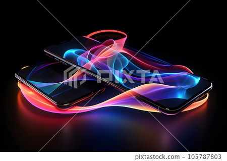 line graphics gradient light phone signal technology Generative AI 105787803