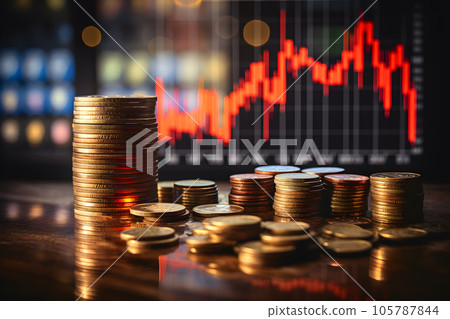 Stock chart bar trading market business trend technical and dollar coin Generative AI Stock chart bar trading market business trend technical and dollar coin Generative AI 105787844