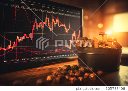 industrial plant and investment stock graphs showing on the screen Generative AI industrial plant and investment stock graphs showing on the screen Generative AI 105788406