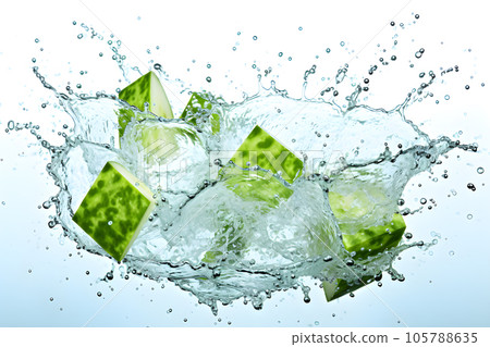 melon water splash isolated white background   Generative AI 105788635