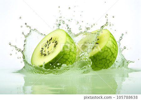 melon water splash isolated white background   Generative AI 105788638