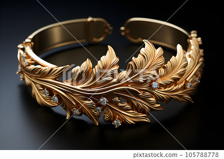 gold necklace isolated on black background Generative AI 105788778
