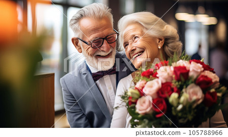 Senior European couple getting married 105788966