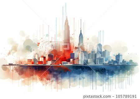 capital city building graph trade vector style investment  Generative AI 105789191