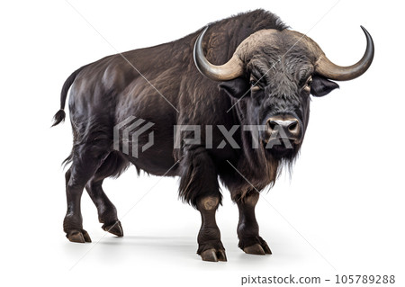 Thai water buffalo isolated on white background Generative AI 105789288