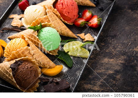 Assortment of different taste of ice cream 105790361