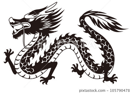 Dragon illustration 01 (black and white-Chinese style) Dragon illustration 01 (black and white-Chinese style) 105790478