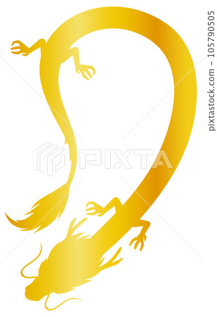 Dragon silhouette 03 (gold) Dragon silhouette 03 (gold) 105790505