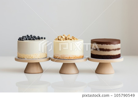 Beautiful multicolored confectionery. Beautiful cakes. Minimalism. 105790549