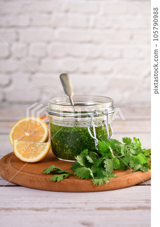 Green sauce, cilantro seasoning for salad dressing Green sauce, cilantro seasoning for salad dressing 105790988