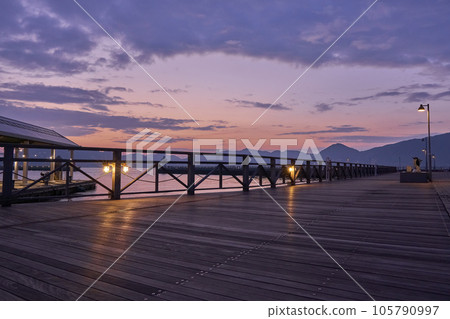 morning sun and wood deck morning sun and wood deck 105790997