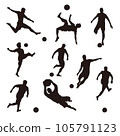 Various soccer player silhouettes 105791123