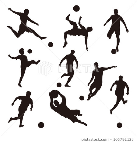 Various soccer player silhouettes Various soccer player silhouettes 105791123