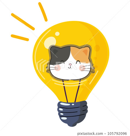 cartoon cat in the light bulb cartoon cat in the light bulb 105792096