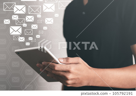Businessman got the email message from smart phone. Information technology and network concept. Businessman got the email message from smart phone. Information technology and network concept. 105792191