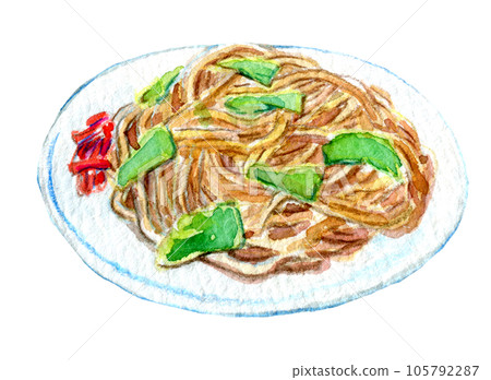 Yakisoba watercolor illustration 105792287