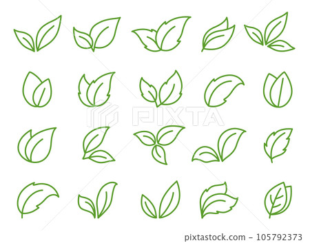 green set hand drawn leaves, sprig and branches green set hand drawn leaves, sprig and branches 105792373