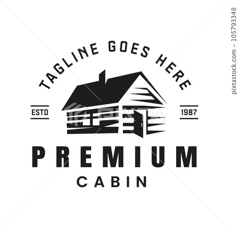 Cabin Wooden Farm Minimalist Vintage Retro Art Logo design inspiration vector 105793348