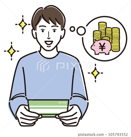 A man who is happy to see passbooks 105793552
