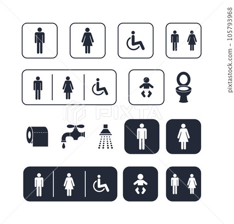 Toilet icon, wc icon set vector	 105793968