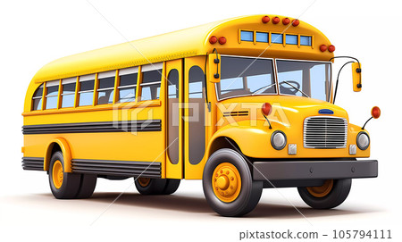 Yellow School Bus 3D Cartoon-Style Yellow School Bus 3D Cartoon-Style 105794111