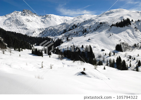 White mountain near Hauteluce and Contamines Monjoie 105794322