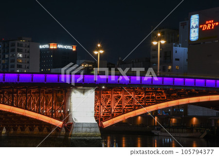 吾妻橋夜景隅田川 吾妻橋夜景隅田川 105794377