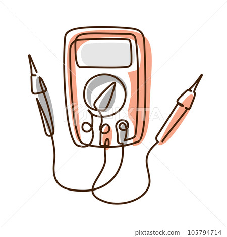 Digital voltmeter multimeter isolated thin line icon. Continuous Digital voltmeter multimeter isolated thin line icon. Continuous 105794714