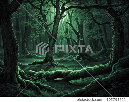 Amazing forest under moonlight Amazing forest under moonlight 105795311