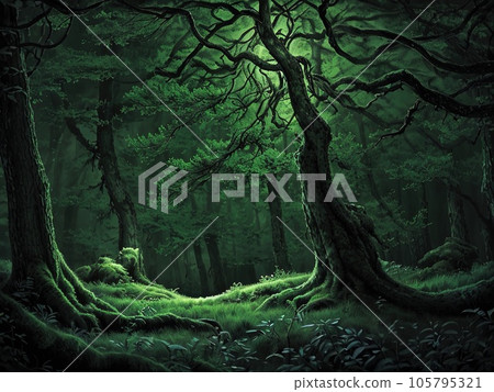 Amazing forest under moonlight Amazing forest under moonlight 105795321