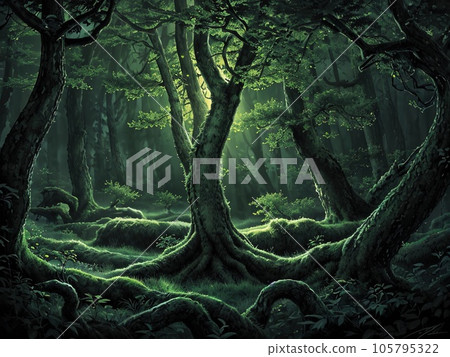 Amazing forest under moonlight Amazing forest under moonlight 105795322