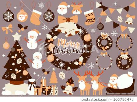 Christmas illustration set retro 105795473