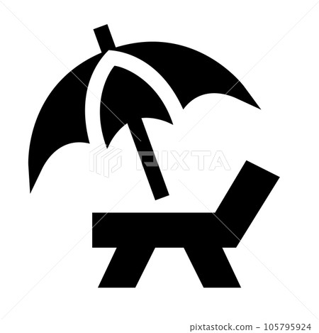 代表暑假、沙灘傘的填充風格圖標 105795924