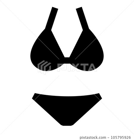 代表暑假、泳裝和比基尼的填充風格圖標 105795926
