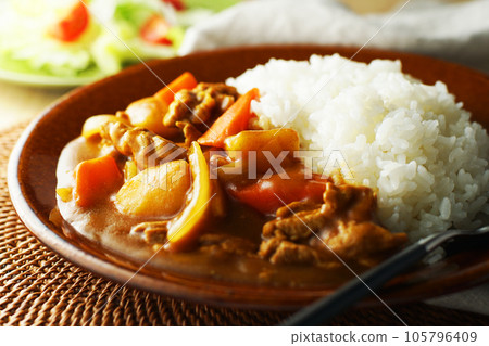 咖哩豬肉和蔬菜沙拉 咖哩豬肉和蔬菜沙拉 105796409