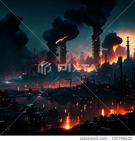 air pollution caused by industrial plants toxic smoke 105796828