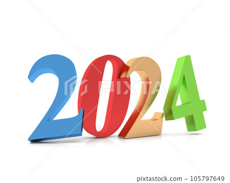 New Year 2024 ,3d rendering on white background New Year 2024 ,3d rendering on white background 105797649