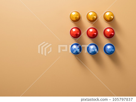 Various aluminium capsules of natural organic coffee suitable for coffee machine Various aluminium capsules of natural organic coffee suitable for coffee machine 105797837