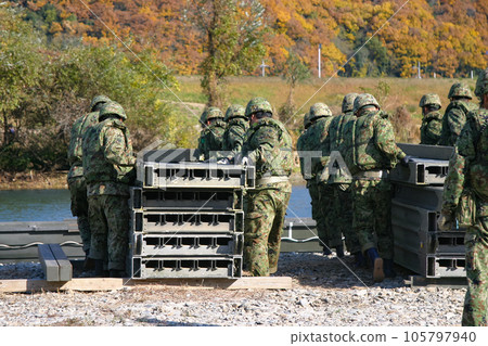 Ground Self-Defense Force during river crossing training 105797940