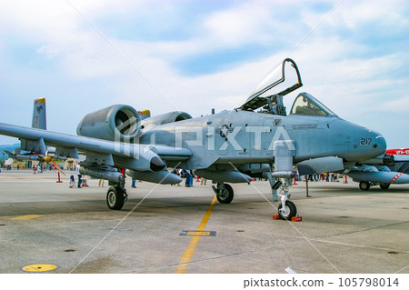 US Air Force attack aircraft A-10A on display 105798014