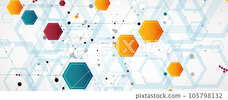 Technology banner design with hexagons abstract background. Technology banner design with hexagons abstract background. 105798132