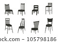 Chair SVG, Chairs silhouettes vector illustration. Bar stool icons set cartoon vector. Chair bench. Doodle icons collection in vector. 105798186