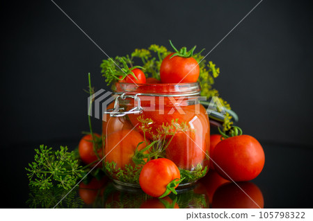 natural tomatoes with spices prepared for conservation 105798322