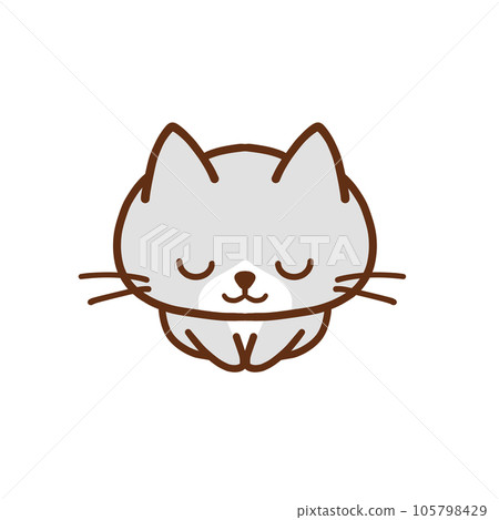 Hachiware gray cat sitting and bowing Hachiware gray cat sitting and bowing 105798429