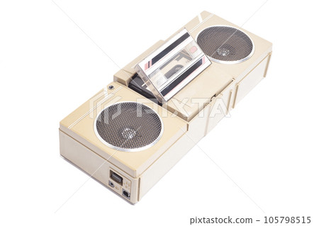 Retro portable stereo cassette player from 80s Retro portable stereo cassette player from 80s 105798515