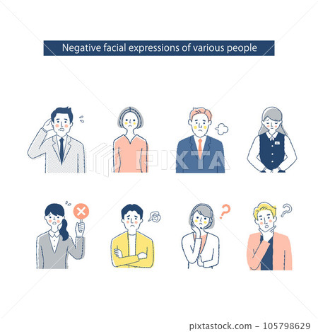 Facial expressions of 8 business people h19-22_MNOP Negative 105798629